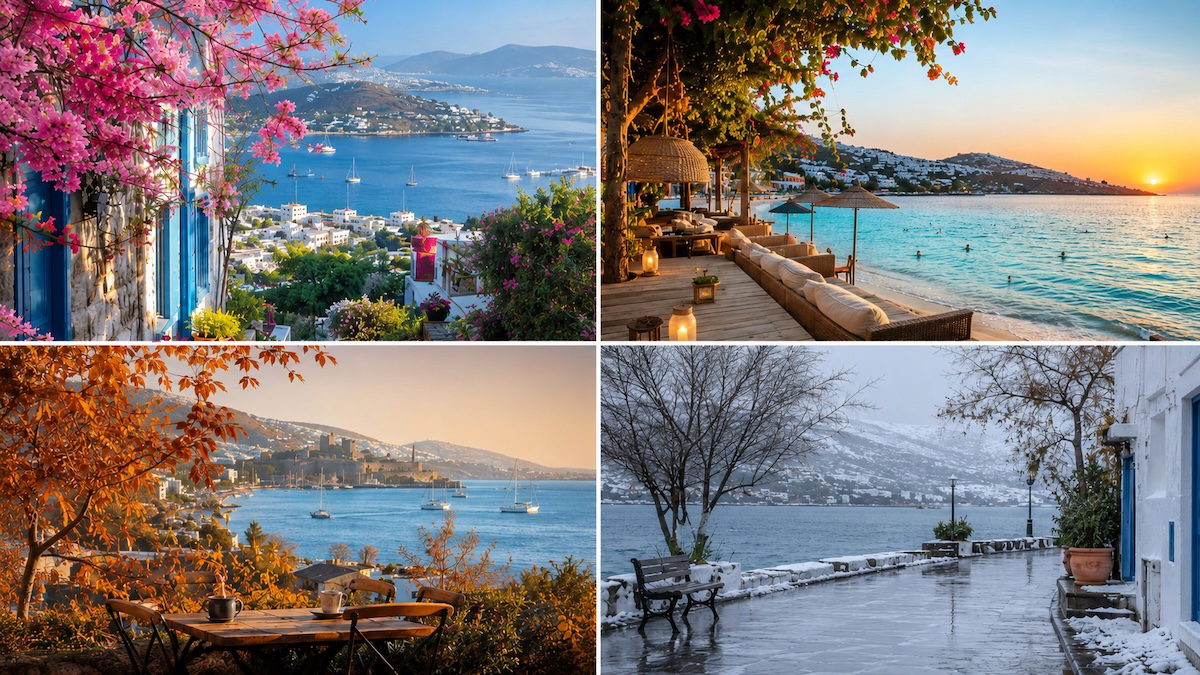 Bodrum'da dört mevsim yaşamanın sunduğu doğal güzellikleri, deniz manzarasını ve huzurlu yaşam atmosferini yansıtan panoramik görünüm.