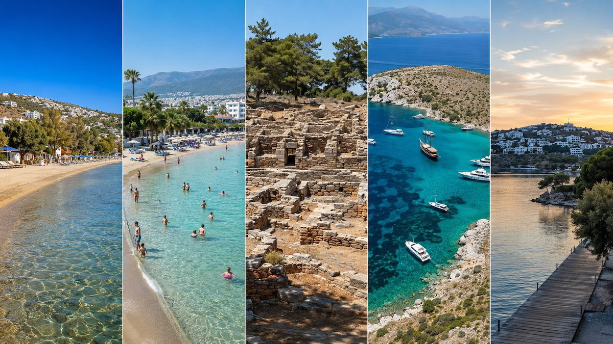 Bodrum'un güney kıyılarında yer alan Bitez, Ortakent-Yahşi, Pedasa Antik Kenti ve Karaada'nın plajlarını, doğal güzelliklerini ve tarihi mirasını yansıtan panoramik manzara.