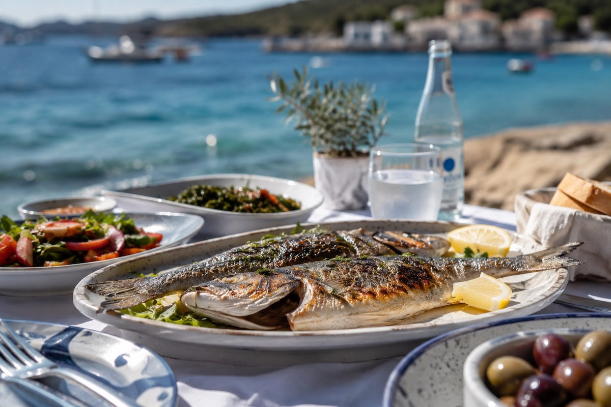 Bodrum'da denizden sofraya uzanan taze balık, deniz ürünleri ve Ege mezeleriyle hazırlanan geleneksel sahil sofrası.